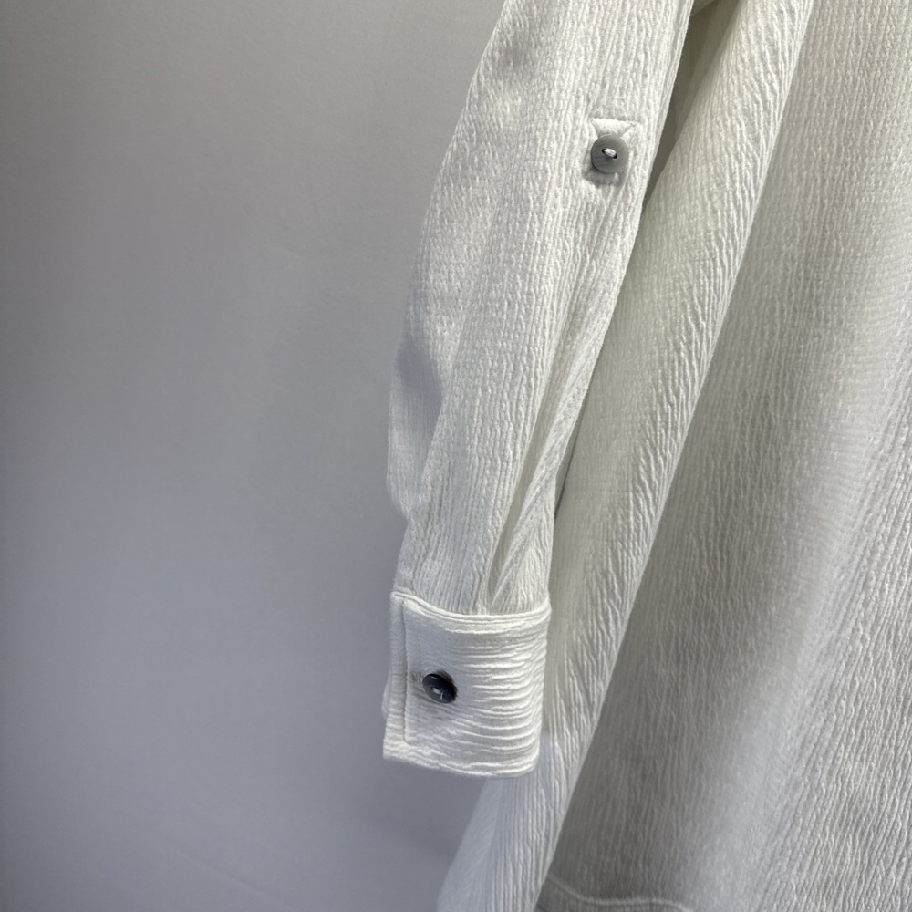 Belle by Kim Gravel Womens Top Sz 2X Crinkle White Roll Tab Long Sleeves Popover - Picture 4 of 7